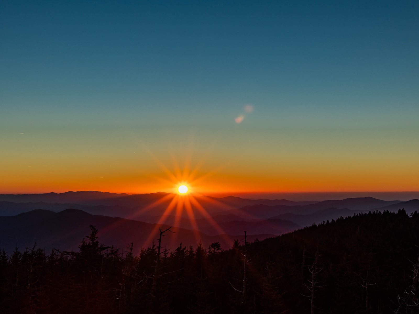 Sunset over the mountain ridges
