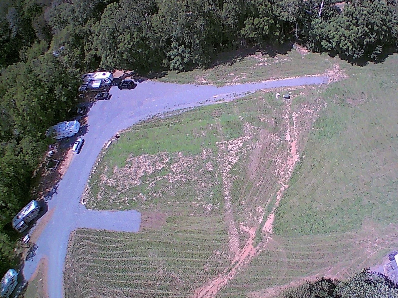 Looking straight down on the gravel loop and the RV sites